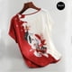 thumbnail image 2 of Camiseta de seda de hielo para mujer, estilo occidental, de mediana edad y anciana, de talla grande, con estampado holgado y base adelgazante, 2 of 5