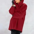 thumbnail image 6 of Women's Single Breasted Wool Blend Pea Coats Spring Fall Hooded Trench Coat for Women Casual Lightweight Overcoat Red M, 6 of 7