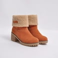 thumbnail image 4 of Womens Winter Snow Boots with Fleece Lined Cuff Suede Warm Platform Chunky Lug Heels Mid Calf Short Booties, 4 of 6