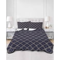 thumbnail image 3 of Navy Blue Geometric Twin Size Down Alternative Comforter, Lightweight Comforter Quilt Bedding Set with Pillow Shams Brown Modern Abstract Art Aesthetics All Seasons Bed Comforter Duvet Insert 68"x86", 3 of 7