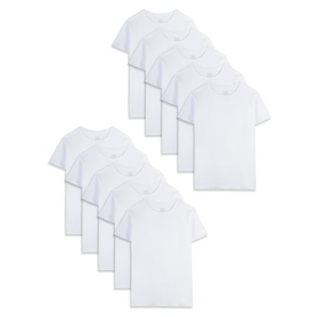 Fruit of the Loom Boys White Crew Undershirts, 10 Pack Sizes 4 - 18/20