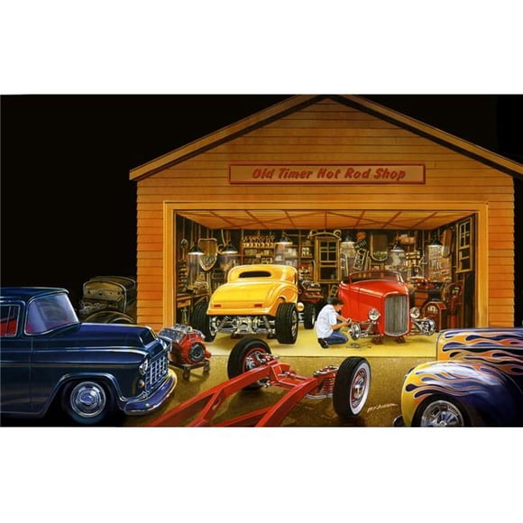 MGL Licensing Old Timer Hot Rod Shop Poster Print by Bruce Kaiser, 18 x 11