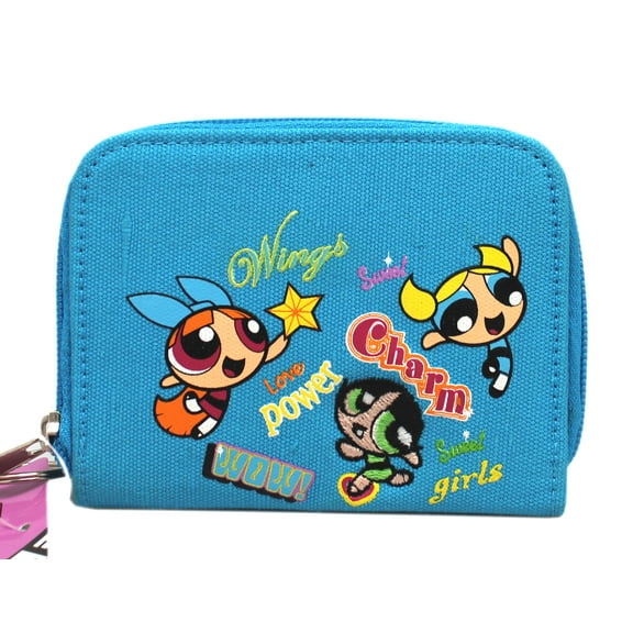 The Powerpuff Girls Blue Colored Fabric Zippered Kids Wallet