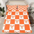 thumbnail image 2 of jejeloiu Ribbon Bow Knot Bed Sheets,Girls Orange Bowtie King Sheets,Modern Geometric Buffalo Sheet Set For Child,Ultra Soft Home Decor,4pcs, 2 of 7