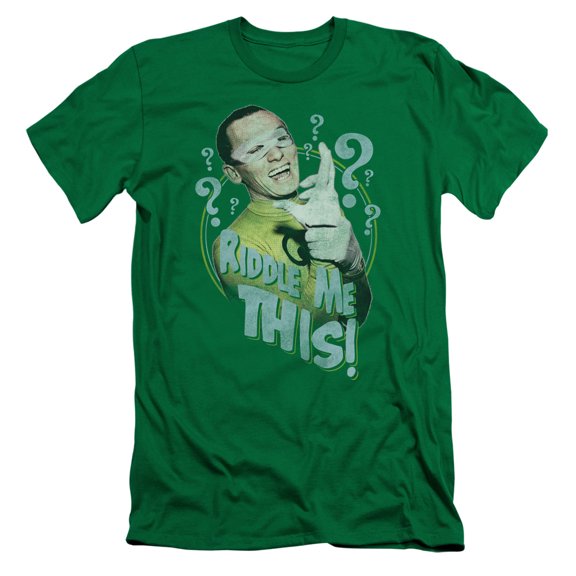 Batman Classic TV Riddle Me This S/S Adult 30/1 T-Shirt-Kelly Green