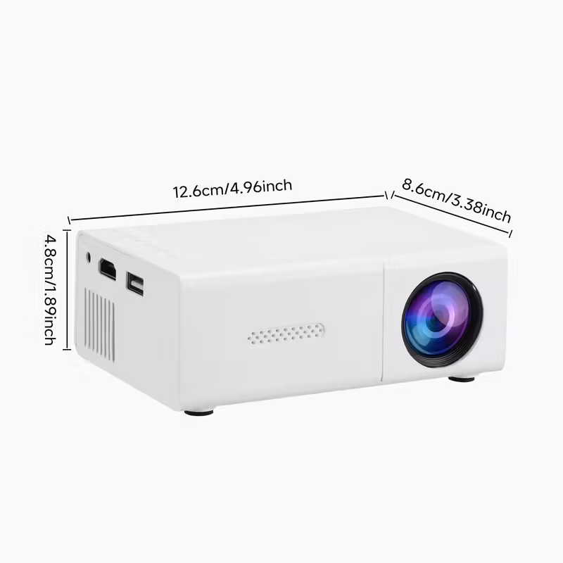 Portable Mini Projector with Native 1080P Support, USB-Powered Cube Design with Screen Mirroring, HDMI/USB/AV/SD Inputs, Built-in Speaker – Ideal for Home Movies, Travel, Camping, and Kids