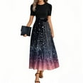 thumbnail image 2 of UoCefik Wedding Guests Dresses For Women Summer Floral Flowy Long Dresses with Belt Short Sleeve Sundress Cocktail Elegant a Line Dress Multicolor XL, 2 of 4