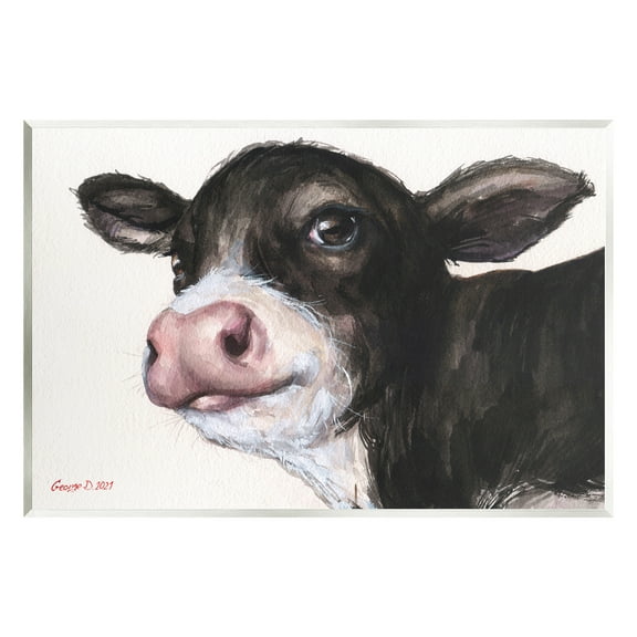 Stupell Industries Cow Calf Minimal Painting Animals & Insects Painting Unframed Art Print Wall Art, 15 x 10