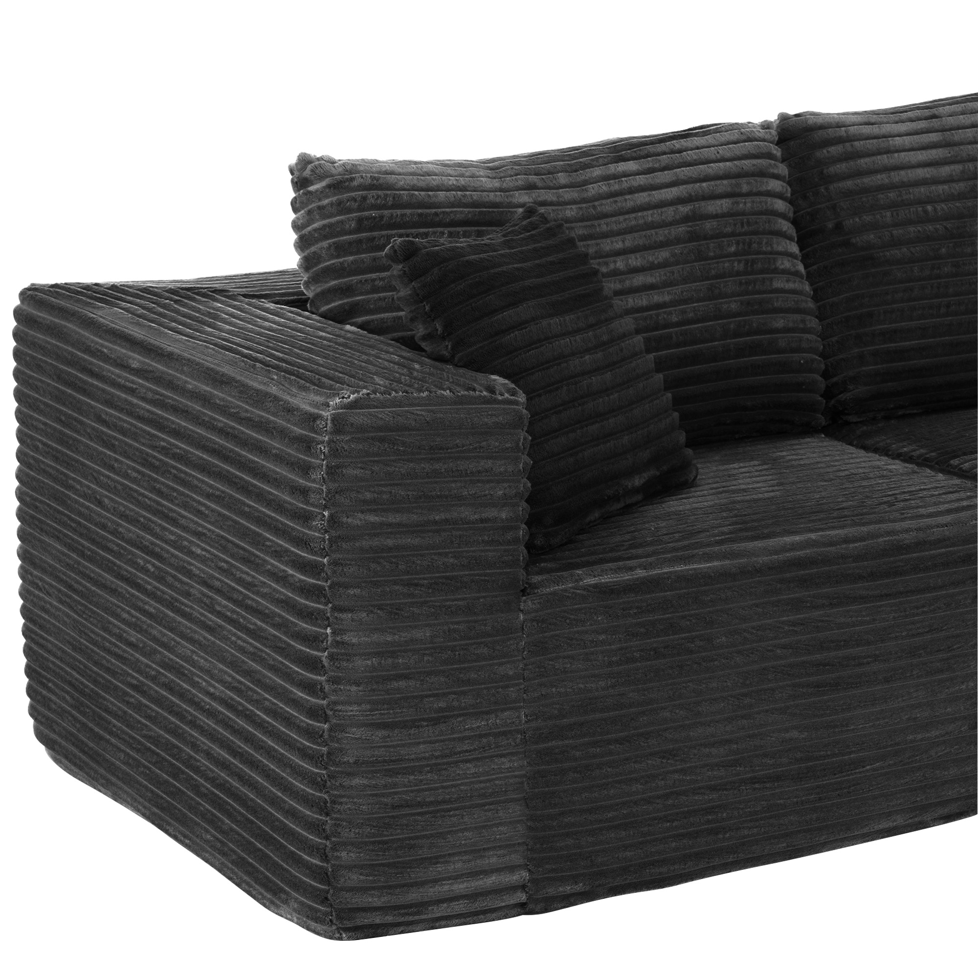 MAYEERTY Modern Corduroy Modular Sectional Sofa - Boneless Couch for Apartments & Studios, 104"W x 67"D Gray