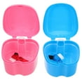thumbnail image 1 of GOOHOCHY Estuche para dentaduras postizas (2 juegos) con cepillo, baño impermeable para dentaduras postizas con cepillo, estuche para dentaduras postizas parciales y vasos para remojarlas., 1 of 8