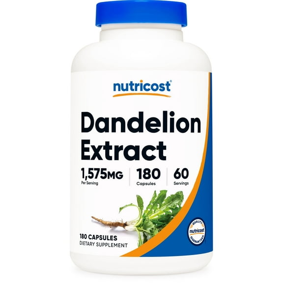 Nutricost Dandelion Extract Capsules 525mg (180 Capsules) - Non-GMO, Gluten Free Supplement