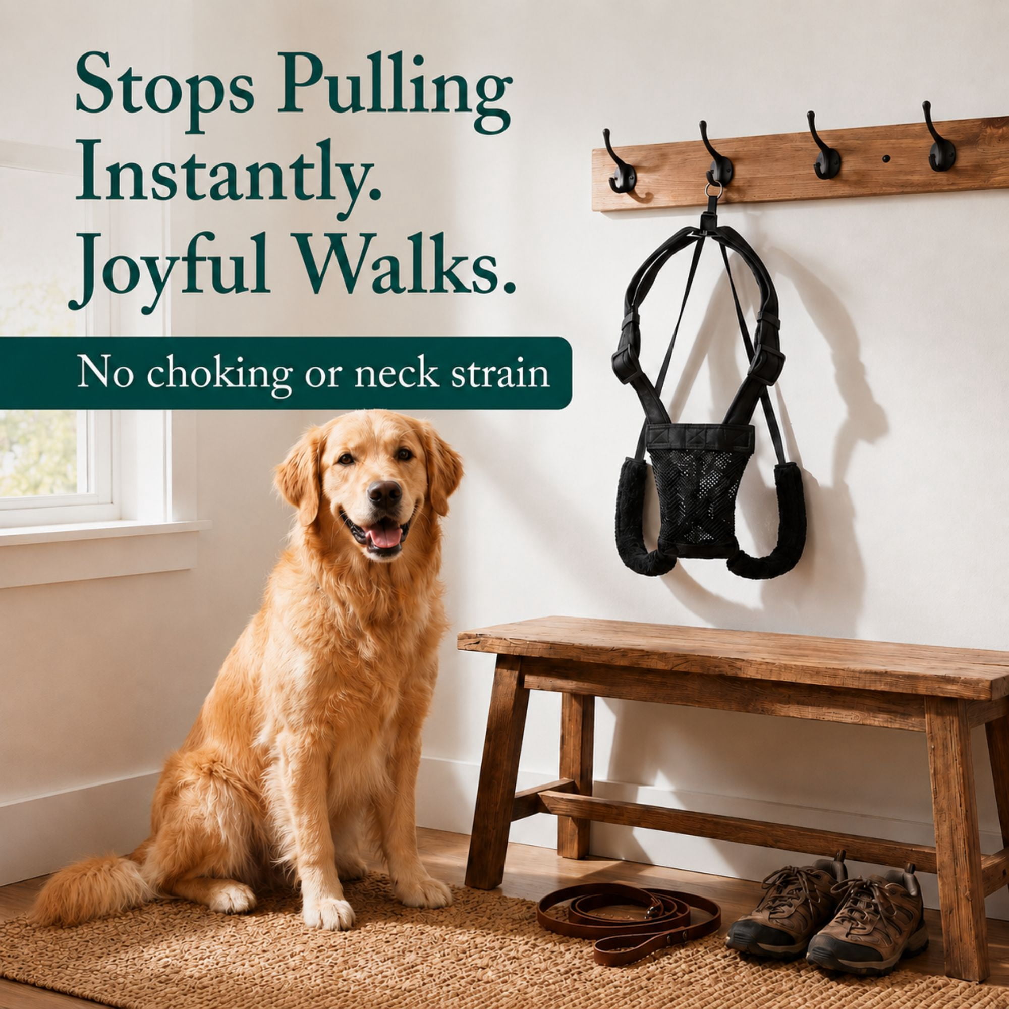 (3 pack) Yuppie Puppy No Pull Dog Harness, Adjustable Comfortable Walking Nylon Mesh Harness for Medium Dogs, Black, M (14–20"" Chest)