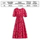 thumbnail image 2 of Vestido de primavera para mujer 2023, manga corta, único, cruzado, informal, midi, vestidos de sol, mangas abullonadas, falda floral, vestidos de verano para mujer, 2 of 8