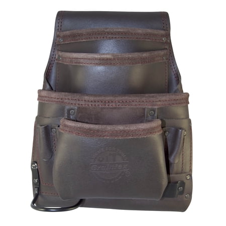 UPC: 0819972022206 | Graintex 10 Pocket Oil Tanned Leather Nail & Tool Pouch Dark Brown Color for Constructor/Electrician/Plumber