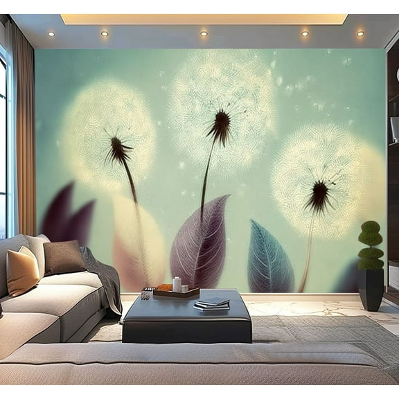 Peel and Stick Wallpaper Retro Soft Colored Dandelion Composition Bokeh Style Vintage Modern Art Wall Mural Decor Self Adhesive and Removable 100in x 144in