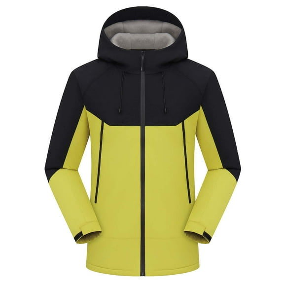 IWRICH Men's 3-in-1 Ski Jacket Windproof Waterproof Raincoat Insulated Winter Hooded Coats Yellow XL
