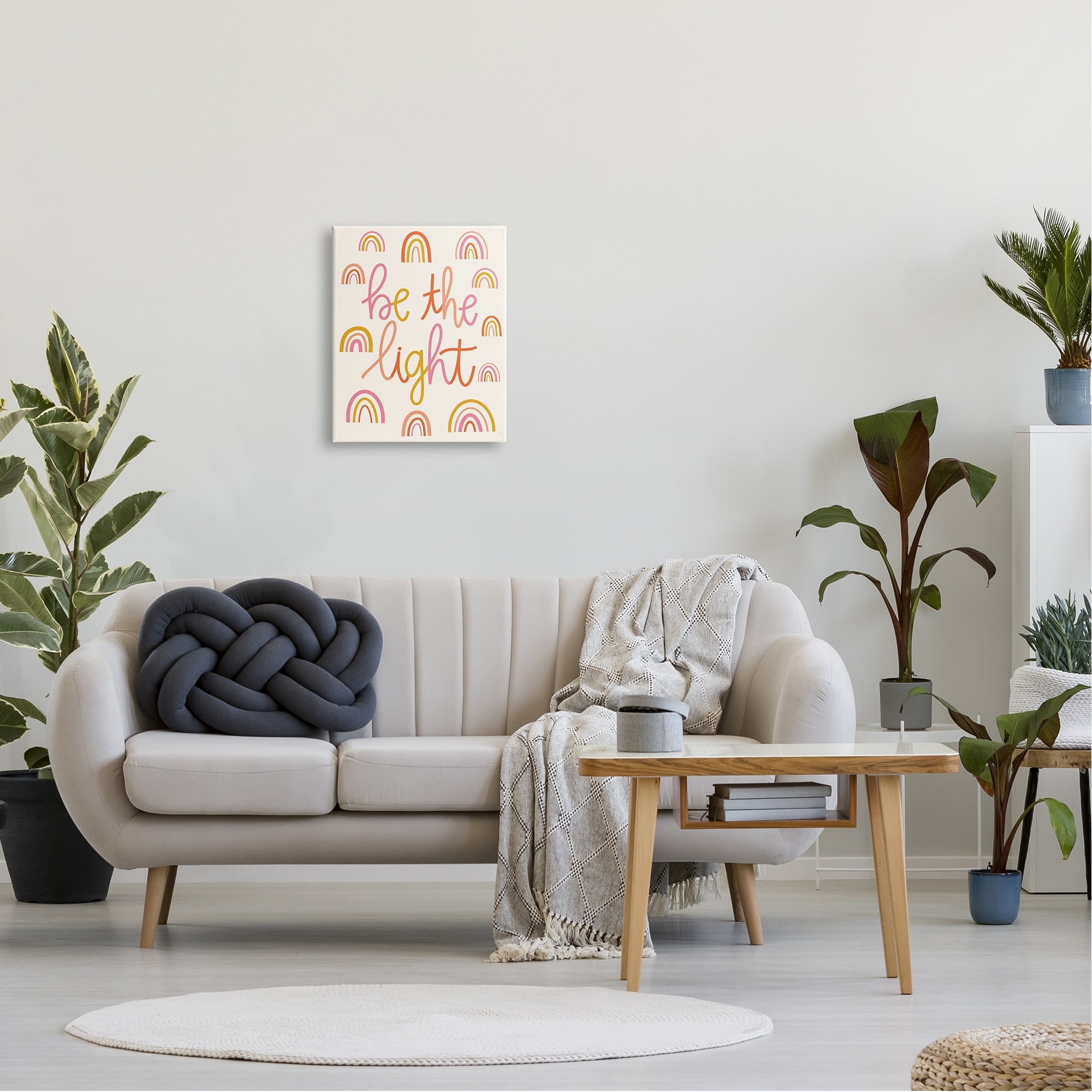 Stupell Industries Be The Light Saying Bold Rainbow Stripes Pattern Canvas Wall Art, 16 x 20, Design by Taylor Shannon Designs