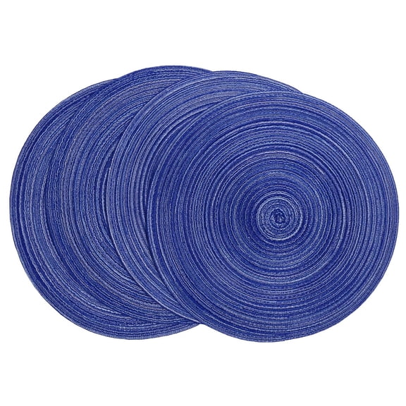 4 Pack Placemats Coaster, Round Placemats for Dining Table, Cotton Woven Heat Resistant Non-Slip Kitchen Table Mats Diameter 15 inch