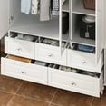 thumbnail image 4 of KULAGAGA 3 Doors Bedroom Closet, Wood Armoire with Mirror, Clothes Hanging Rail, 4 Storage Shelves and 5 Drawers, 47" Wide Bedroom Storage Unit Wardrobe, Traditional White, 4 of 7