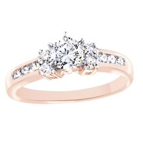 AFFY White Natural Diamond Engagement Ring In 14k Rose Gold (0.3 Cttw)