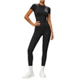 thumbnail image 2 of Ynynloco 2 Piece Sets for Women Summer Casual Jogger Workout Outfits Fitted Crew Neck T-shirt High Waist Tummy Control Yoga Legging Sets, 2 of 7
