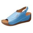 thumbnail image 4 of Modisza Summer Wedge Sandals for Women Ankle Strap Orthopedic Arch Support Shoes Comfortable Walking Rubber Sole Slides Size 6.5 Blue, 4 of 5