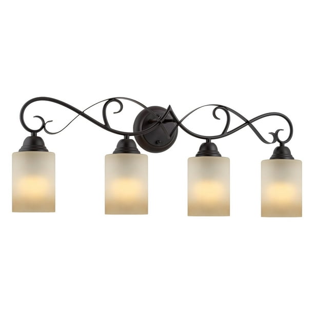 Amber Frosted Glass Shades Oil Rubbed, Oiled Bronze Bathroom Light Fixtures