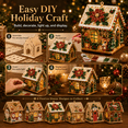 thumbnail image 4 of 3D Christmas House Diamond Painting Kits for Adults, 3D Pearl Diamond Painting Art Kit with LED Light Wooden Christmas Ornament, DIY Holiday Craft Decor for Home Tabletop Decoration, 4 of 6