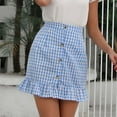 thumbnail image 2 of IROINNID Women's Summer Fashion Casual Plaid Buttons High WaistSkirt Short Empire Waist Short Print Skirt, 2 of 9