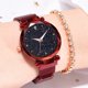 thumbnail image 4 of Reloj de moda con diseño de cielo estrellado y correa magnética para adolescentes de estilo informal de aleación de cuarzo rojo, 4 of 5