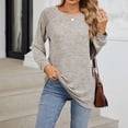 thumbnail image 3 of Scyoekwg Womens Fall Tops Crewneck Lightweight Pleated Tunic Tops Loose Fashion Dressy Casual Blouses Vintage Long Sleeve Tops Fall Clothes Solid Color Pullover(Beige,M), 3 of 8