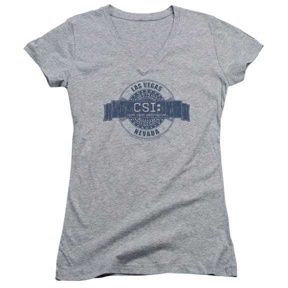 Csi Vegas Badge Junior Women's V-Neck T-Shirt Athletic Heather