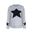 thumbnail image 4 of Seyurigaoka Women Autumn Loose Sweater Star Print Pattern Long Sleeve Crew Neck Casual Fashion Knitwear, 4 of 9