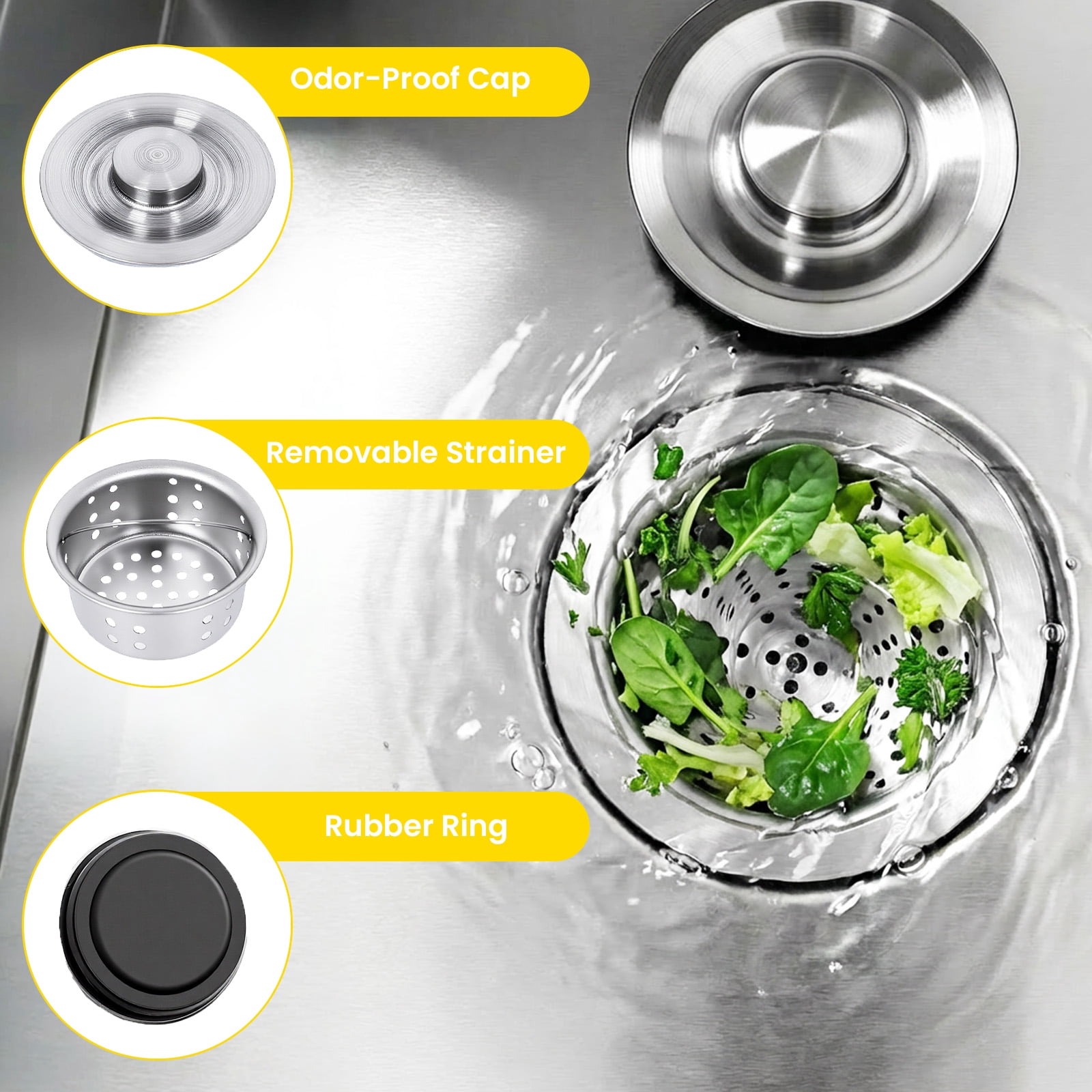 Stainless Steel Silver Freestanding Laundry Sink, Single Bowl Utility Sink with Drain Strainer & Shelf, 360° Rotation Faucet for Indoor Outdoor Use