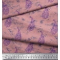 thumbnail image 2 of Soimoi Rouge Georgette Viscose Tissu Feuille & Paisley Impression Couture Tissu Yard 42 Pouces de Large, 2 of 3