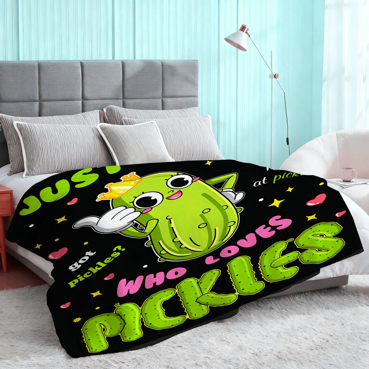 Pickle Blankets Gifts Gifts for Pickle Lovers Stuff Pickles Blanket Throw Plush Cozy Soft Flannel Bedding Pickles Gifts for Women Adults Sofa Couch Bed Room Decor 50"X40"