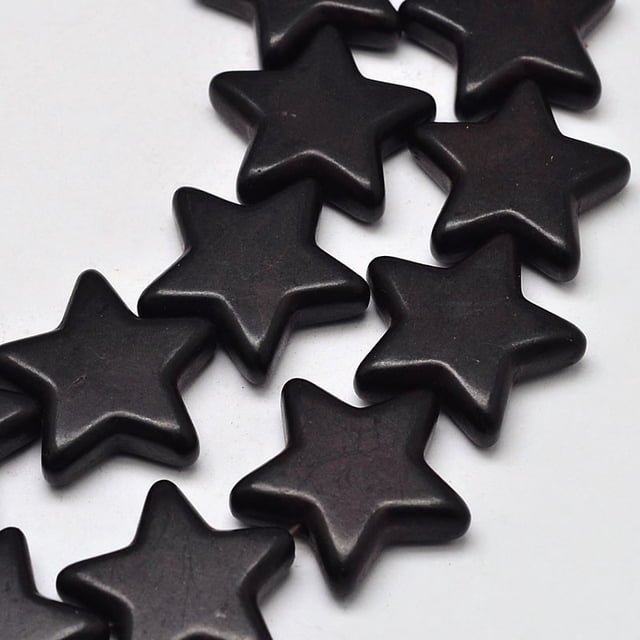 Dyed Synthetic Turquoise Bead Strands Star Black 12x12x5mm Hole: 1mm about 42pcs/strand 15.6 inch