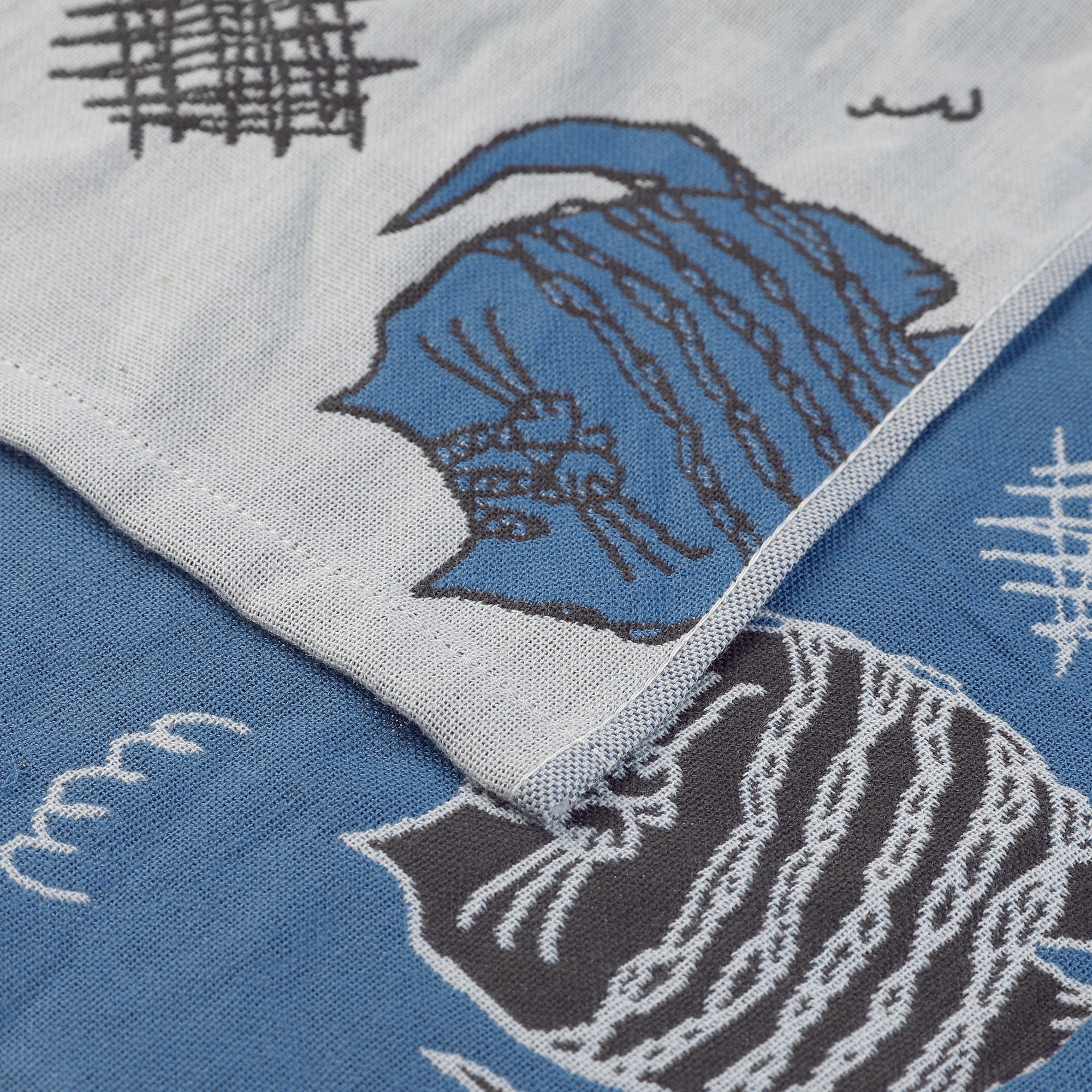 Unique Bargains Kitty Pattern Absorbent with Hanging Loop Kitchen Tea Towels 14"x16" Blue