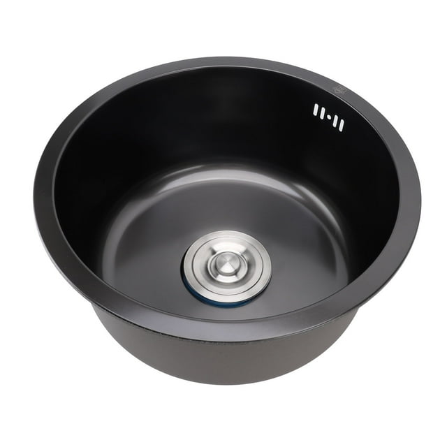 Single Bowl Kitchen Sink, Large Capacity Professional Undermount Small Kitchen Sink Stainless Steel Round Shape for Kitchen