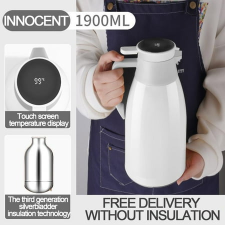 

Vacuum Insulation Pot with Temperature Display Kettle with Ergonomic Handle for Home Dining Room and Office
