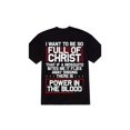 thumbnail image 1 of Camiseta negra de algodón para hombre con diseño religioso "Poder en la Sangre", manga corta, versión informal, citas de mosquitos y Cristo, diseño holgado, ropa de verano, 1 of 7