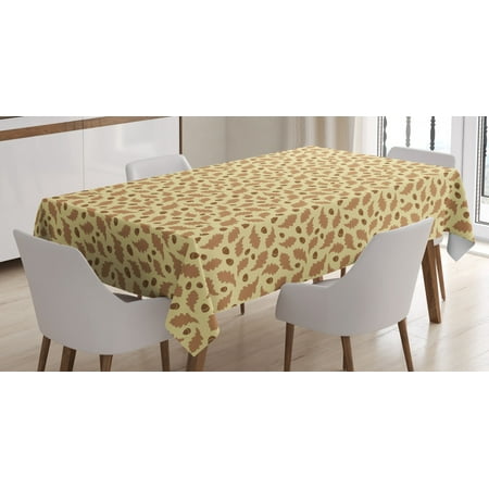 

Acorn Tablecloth Hand-Drawn Fall Season Foliage Pattern with Curvy Oak Leaves and Acorn Rectangular Table Cover for Dining Room Kitchen 52 X 70 Inches Camel Chocolate Cream by Ambesonne