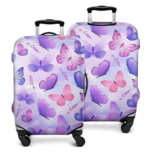Purple Butterfly Lavender Pattern Luggage Cover Fashion Suitcase Cover Baggage Covers Fit 25-28 Inch Luggage (Go Travel)