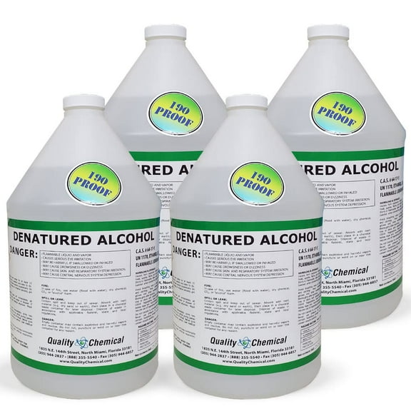 Quality Chemical / Denatured Alcohol (Ethanol) 190 Proof / 4 Gallon case
