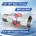thumbnail image 2 of 2 Piezas de Conexión Giratoria para Hidrolavadora NPT de 3/8 Pulgadas, Adaptador Macho A Hembra Giratorio Antitorsión de 3/8 Pulgadas, Conector Giratorio de 360°, 2 of 5
