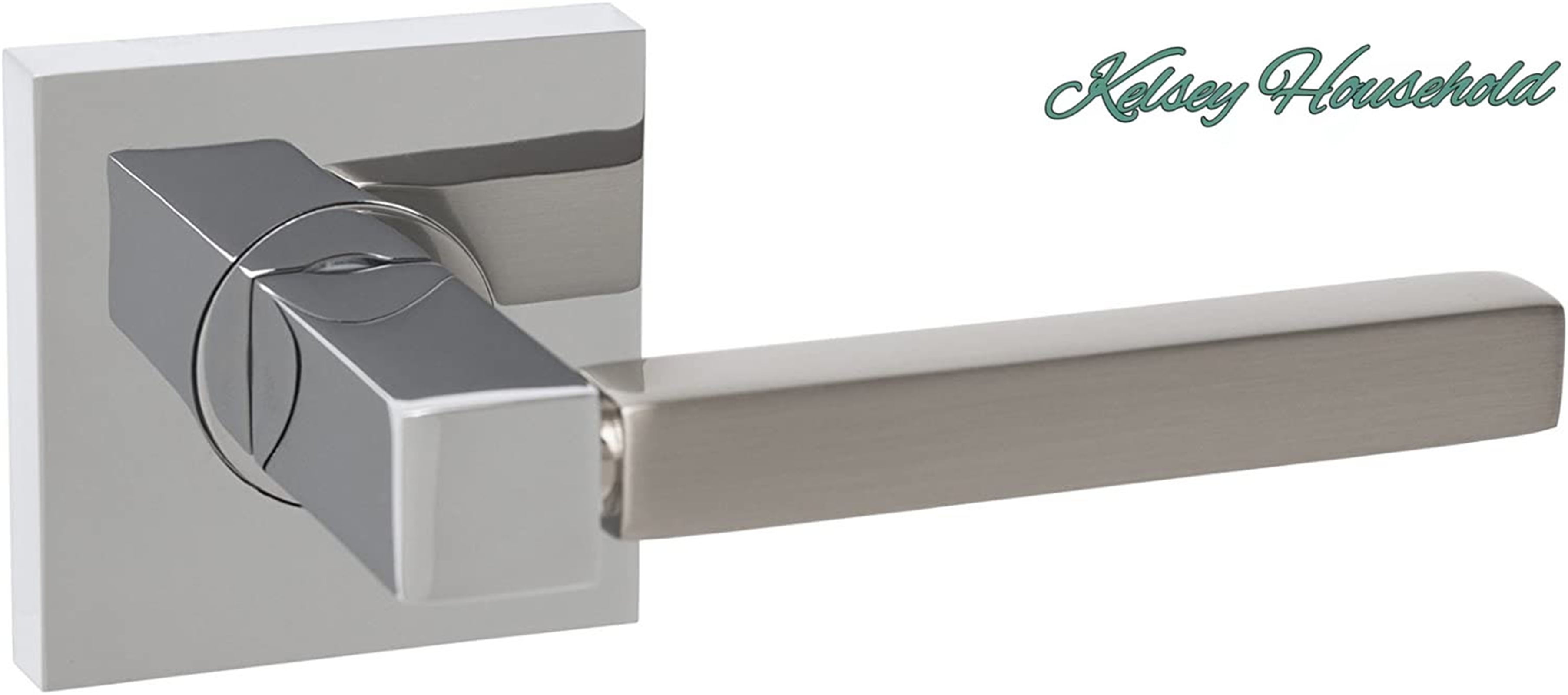 Two tone modern interior door handle chrome Satin Nickel channel