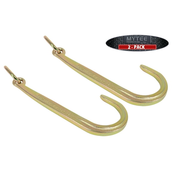 Mytee Products (2 Pack) 15" Inch J Hook Heavy Duty Grade G70 Tow Axle Strap Wrecker Roll Back Clevis 5400#