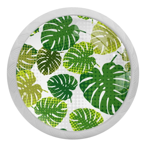 4PCS Round Leaves Cabinet Fluorescence Knob Glowing in the Dark Furniture Drawer Pulls Handle with Screws