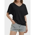 thumbnail image 2 of Womens Casual V Neck T Shirts Short Sleeve Loose Fit Summer Flowy Tops Tees, 2 of 6