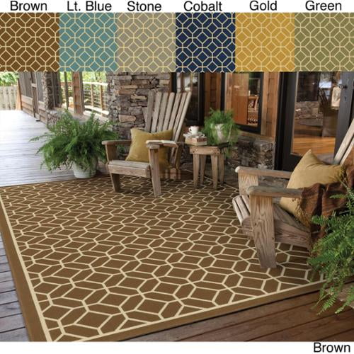Style Haven Rio Mar Tile Inspired Trellis Pattern Indoor/ Outdoor Area Rug Brown/Cream 8'6" x 13 ...
